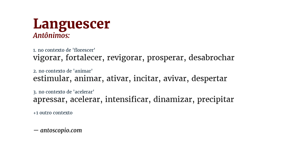 Antônimo de languescer