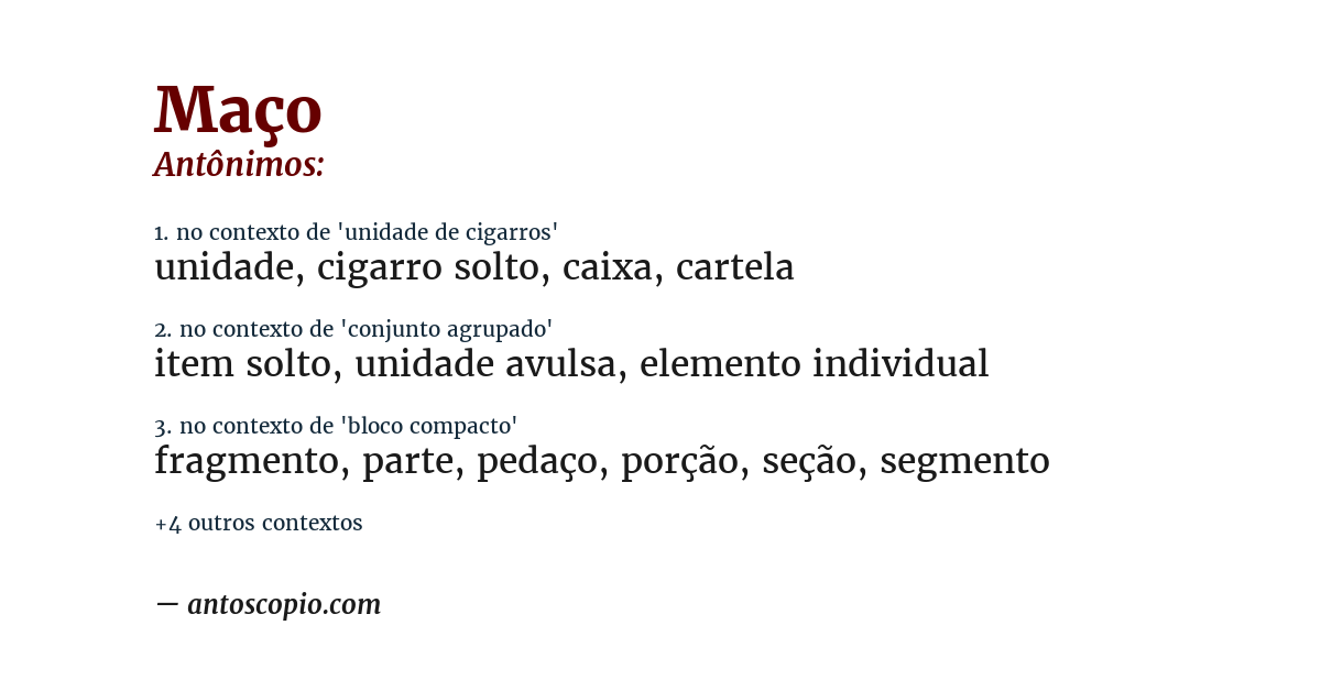 Antônimo de maço