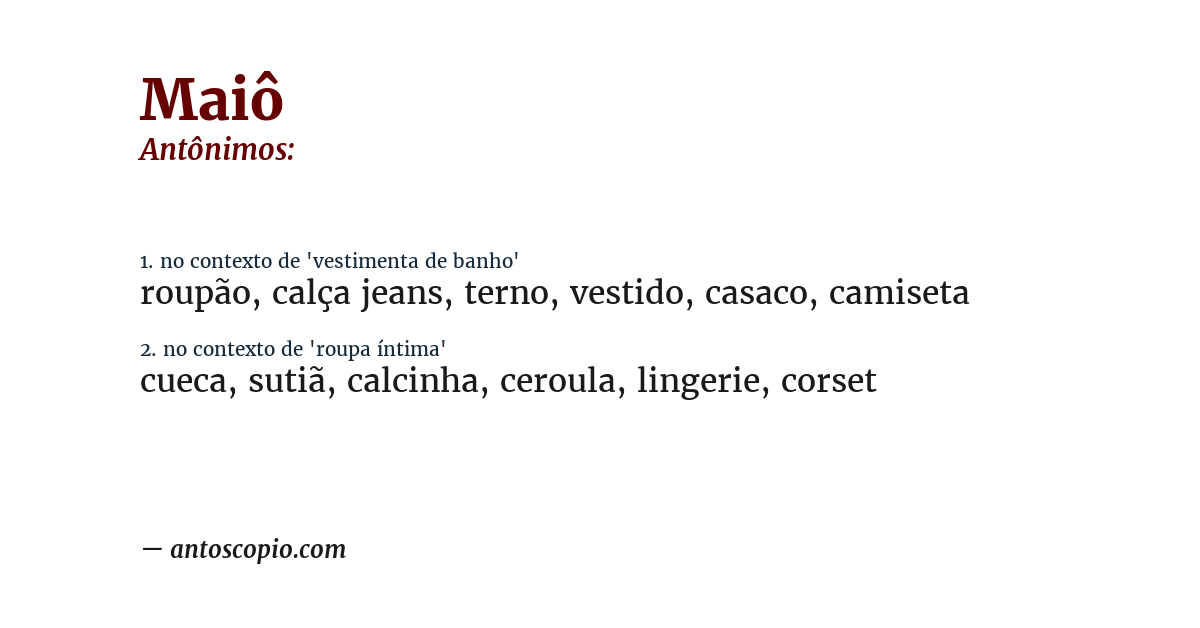 Antônimo de maiô