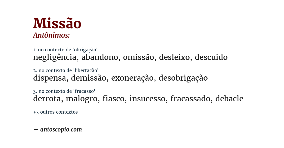 Antônimo de missão