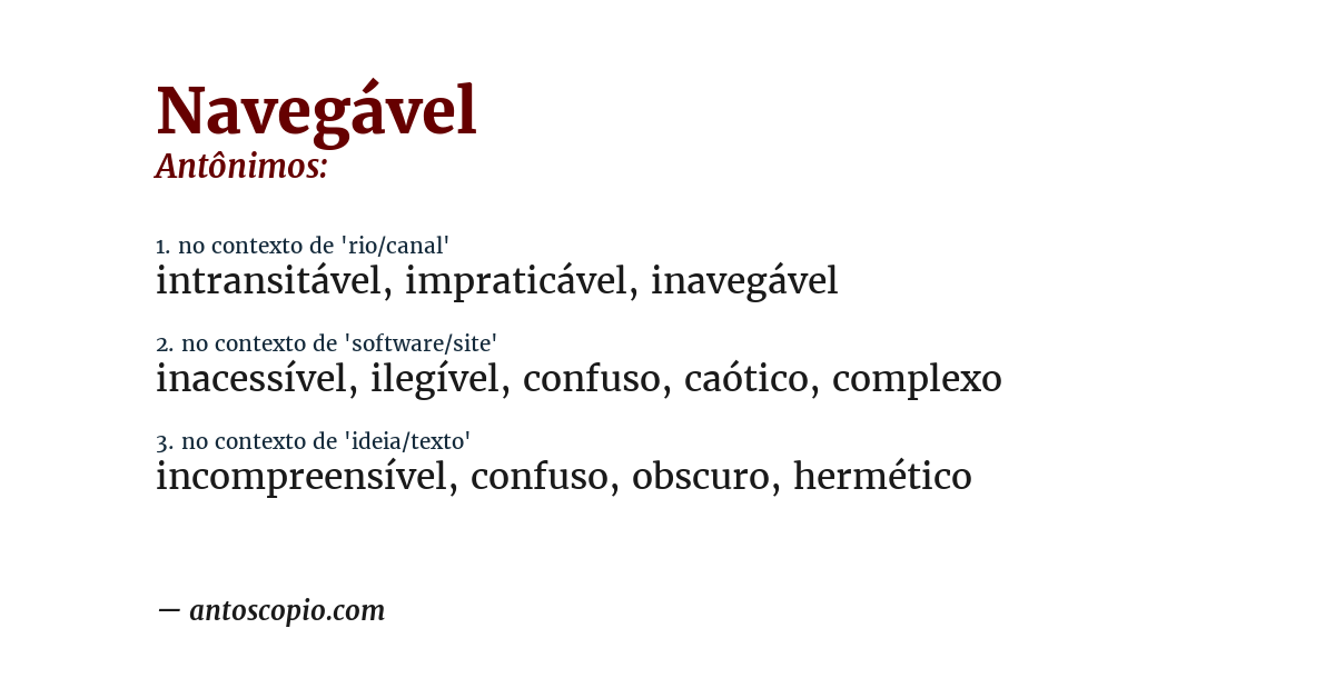 Antônimo de navegável