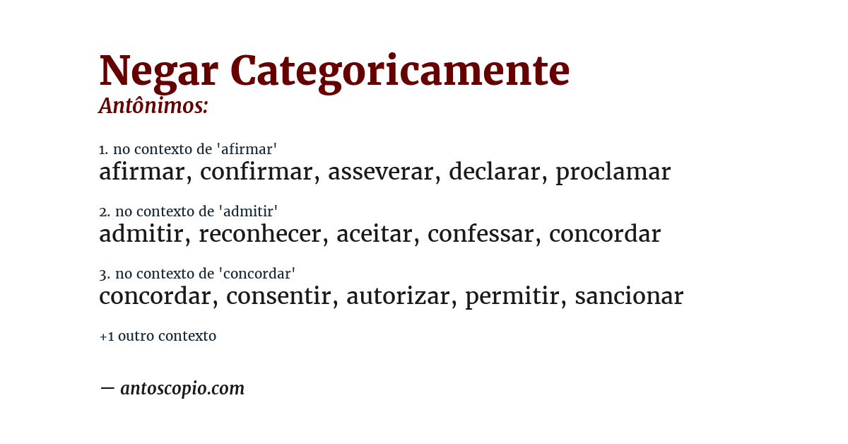 Antônimo de negar categoricamente