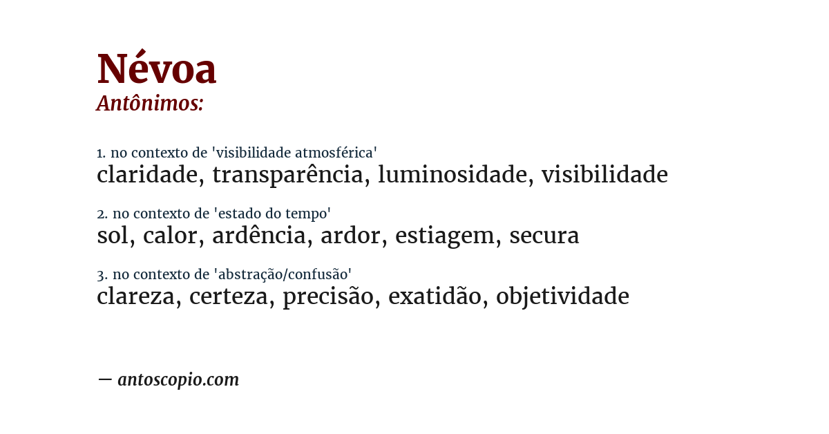 Antônimo de névoa