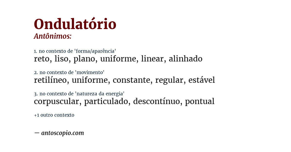 Antônimo de ondulatório