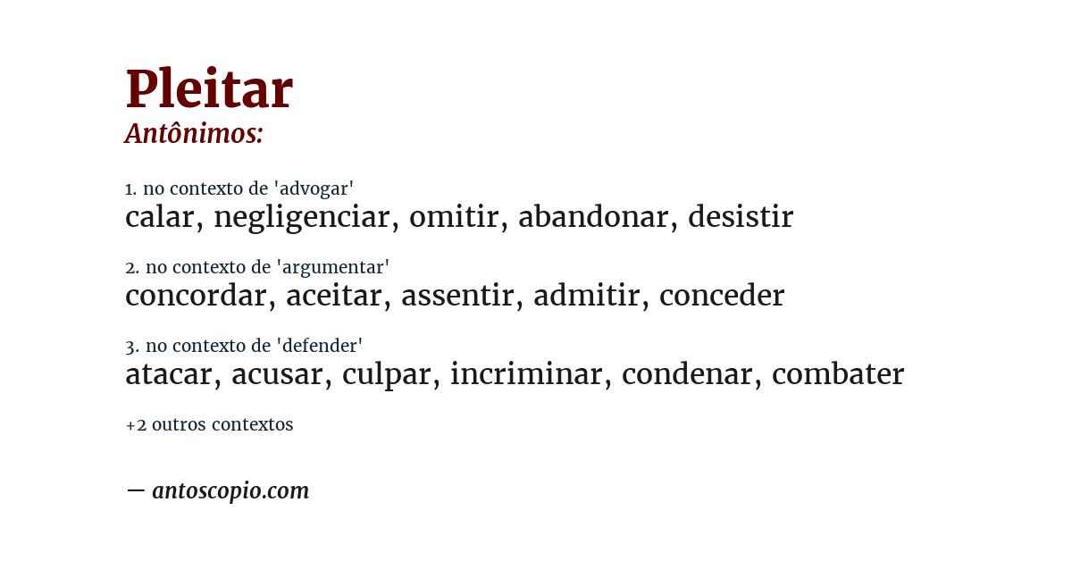 Antônimo de pleitar