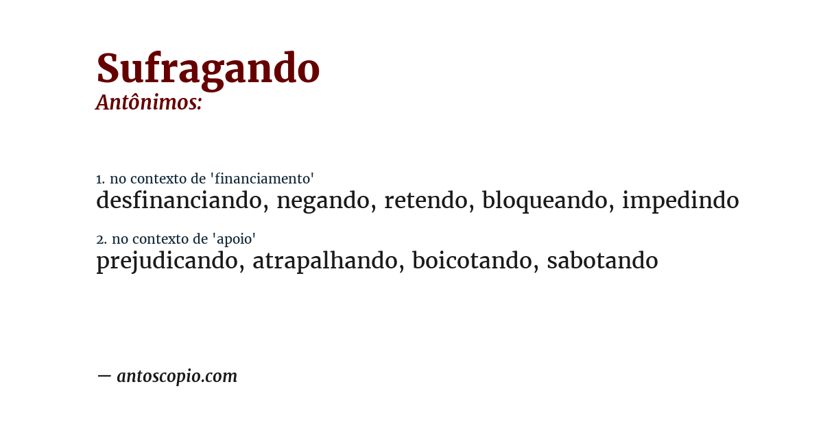 Antônimo de sufragando