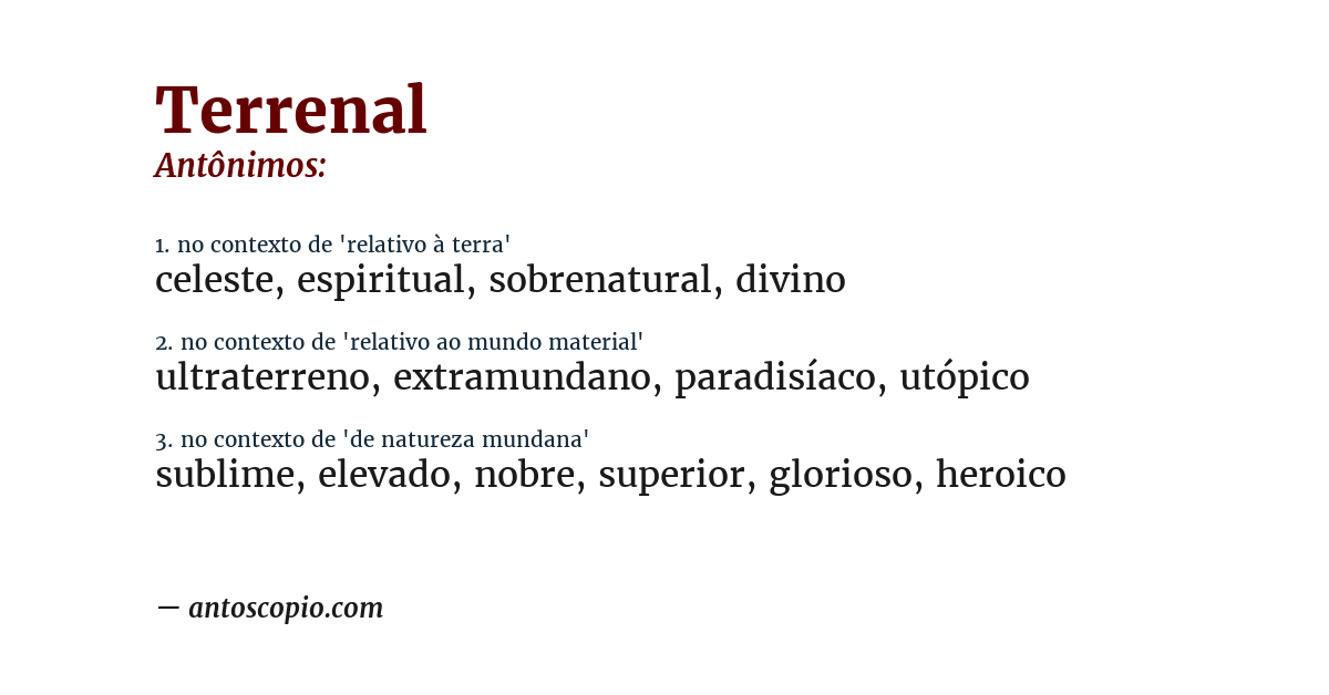Antônimo de terrenal