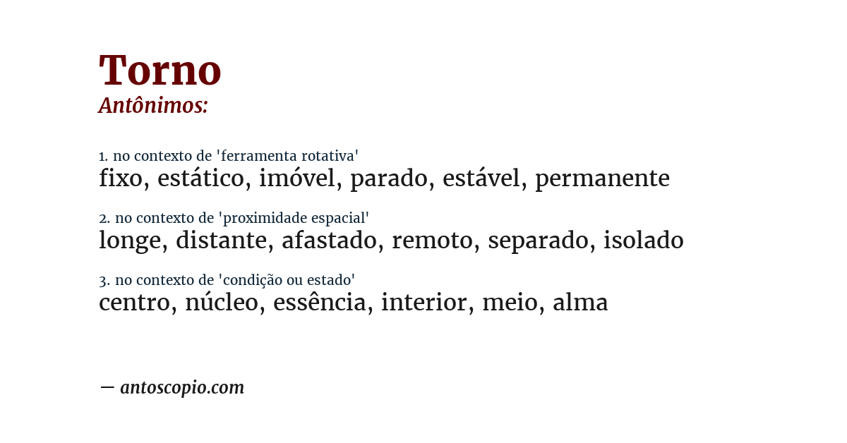 Antônimo de torno