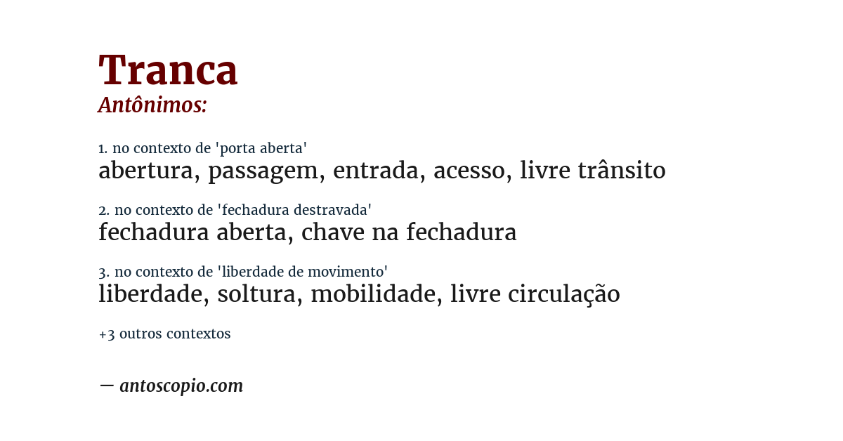 Antônimo de tranca