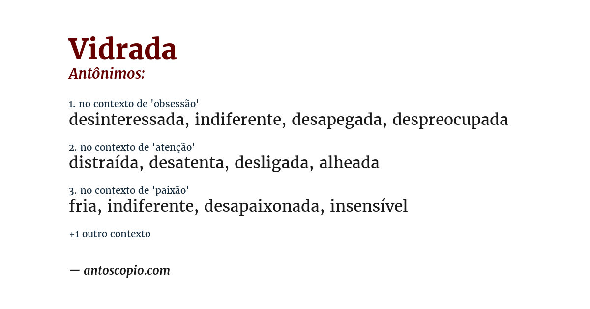 Antônimo de vidrada