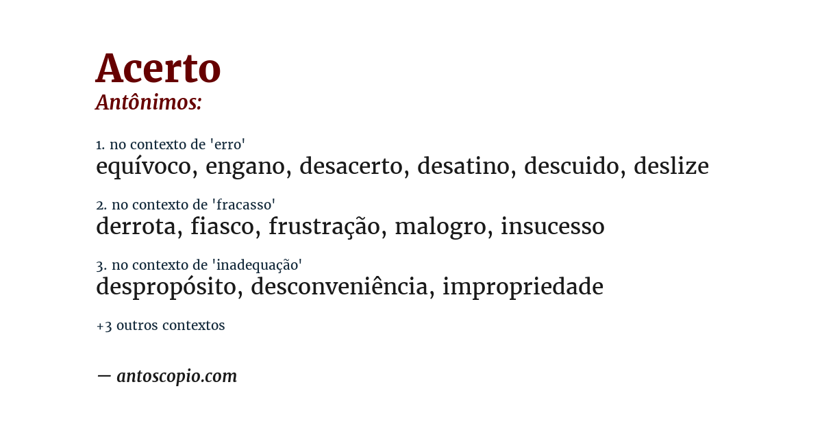 Antônimo de acerto