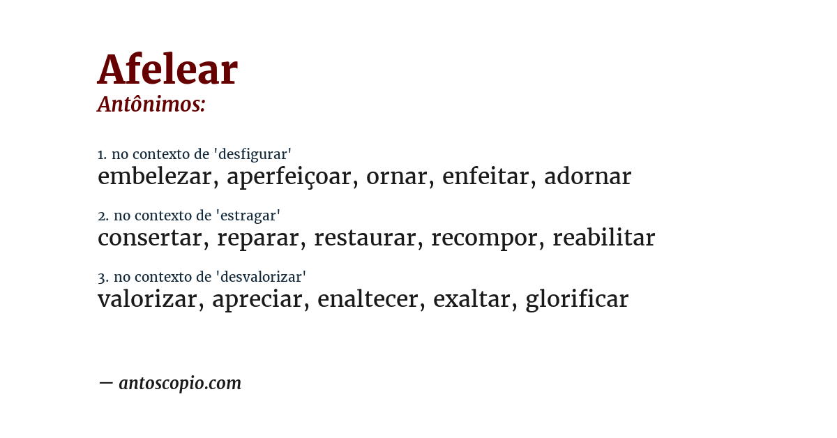 Antônimo de afelear