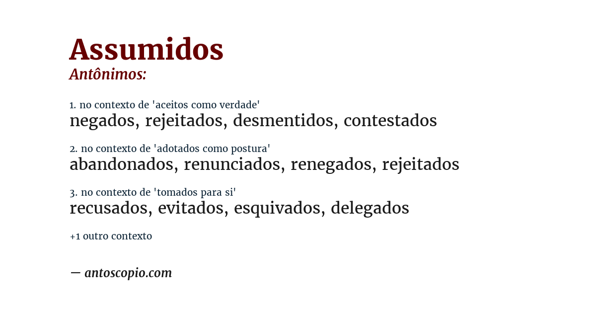 Antônimo de assumidos