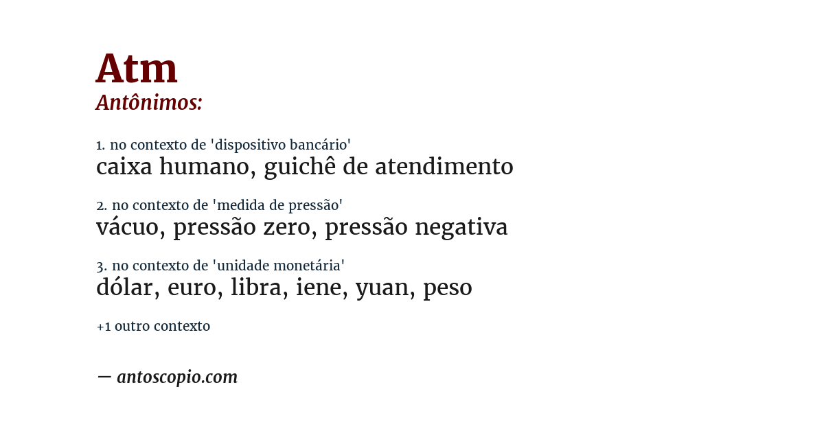 Antônimo de atm