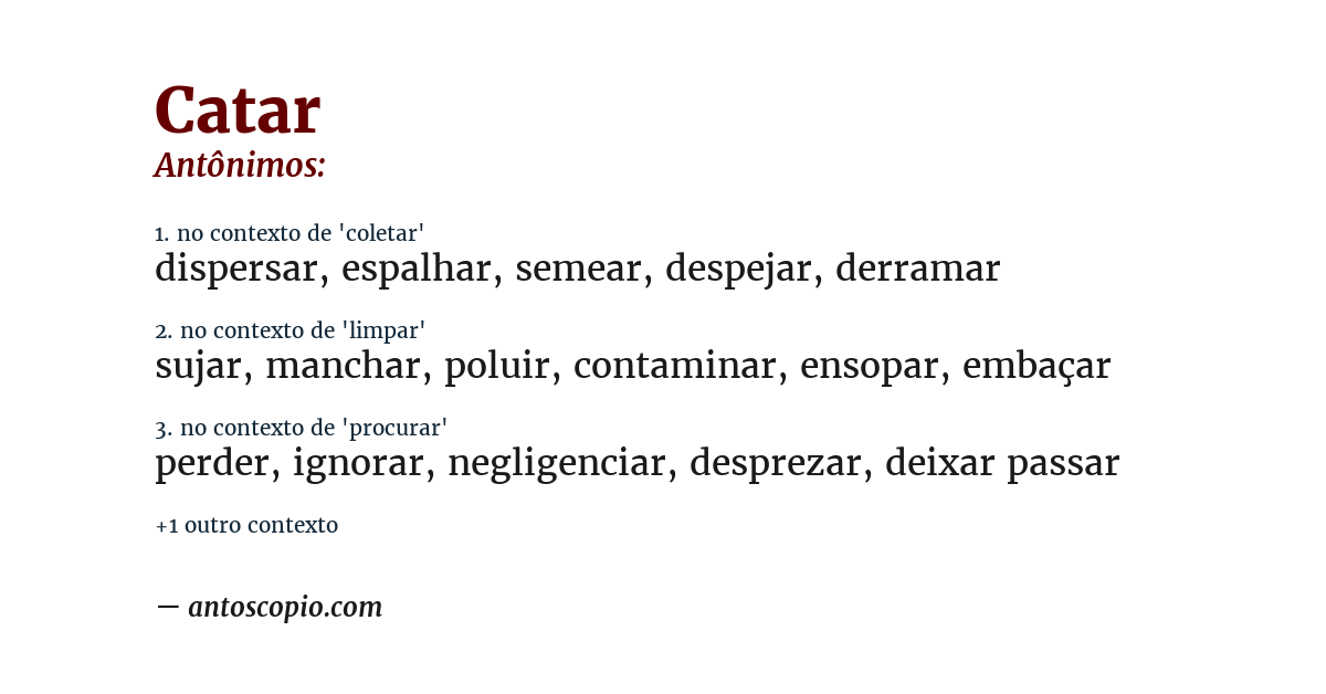 Antônimo de catar