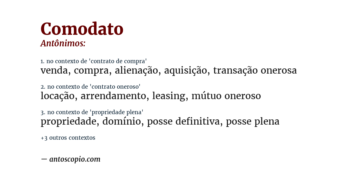 Antônimo de comodato