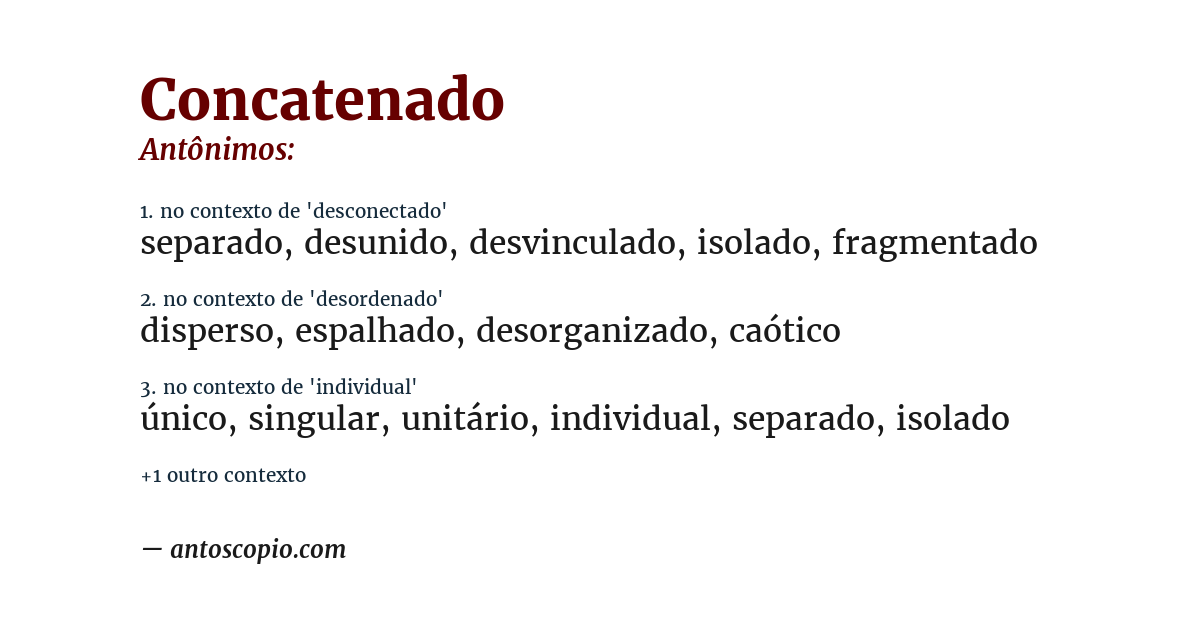 Antônimo de concatenado