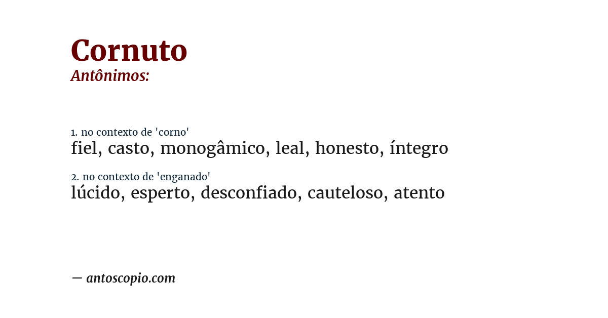 Antônimo de cornuto