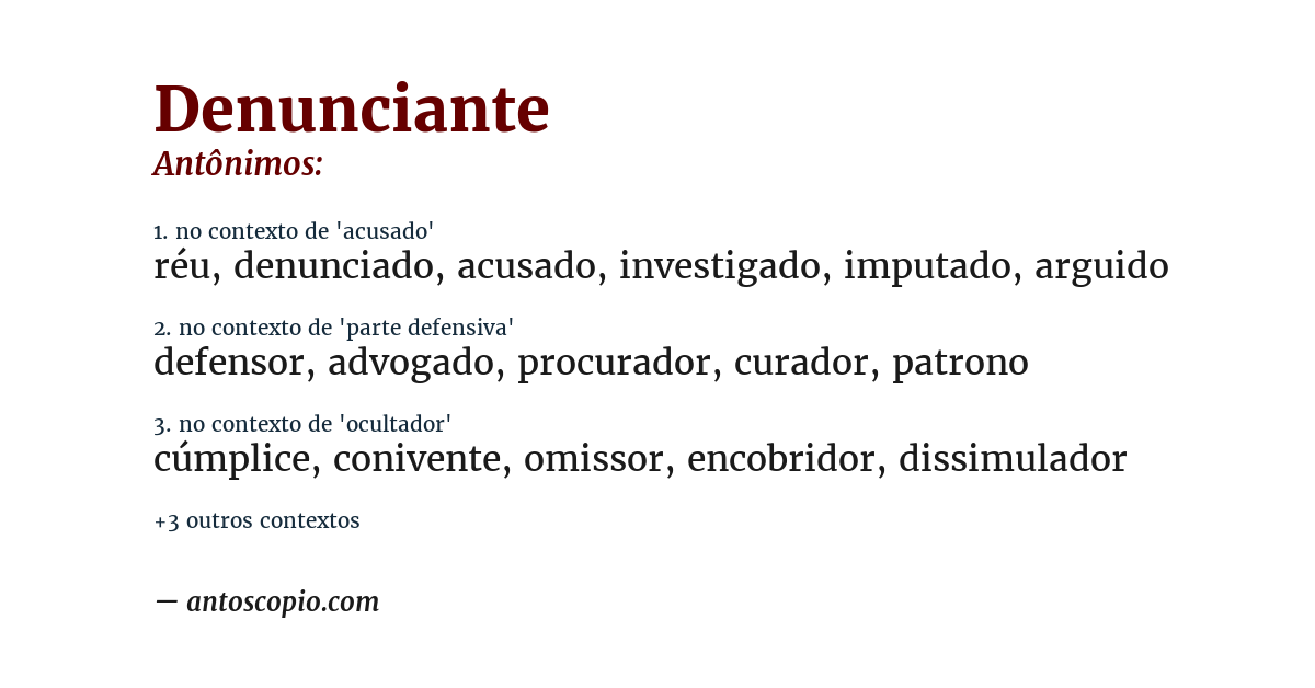 Antônimo de denunciante