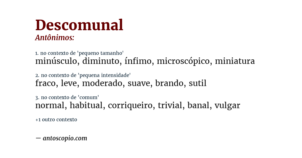 Antônimo de descomunal