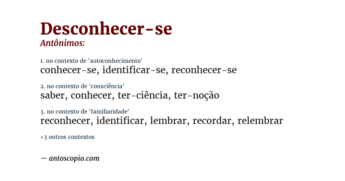 Antônimo de desconhecer-se