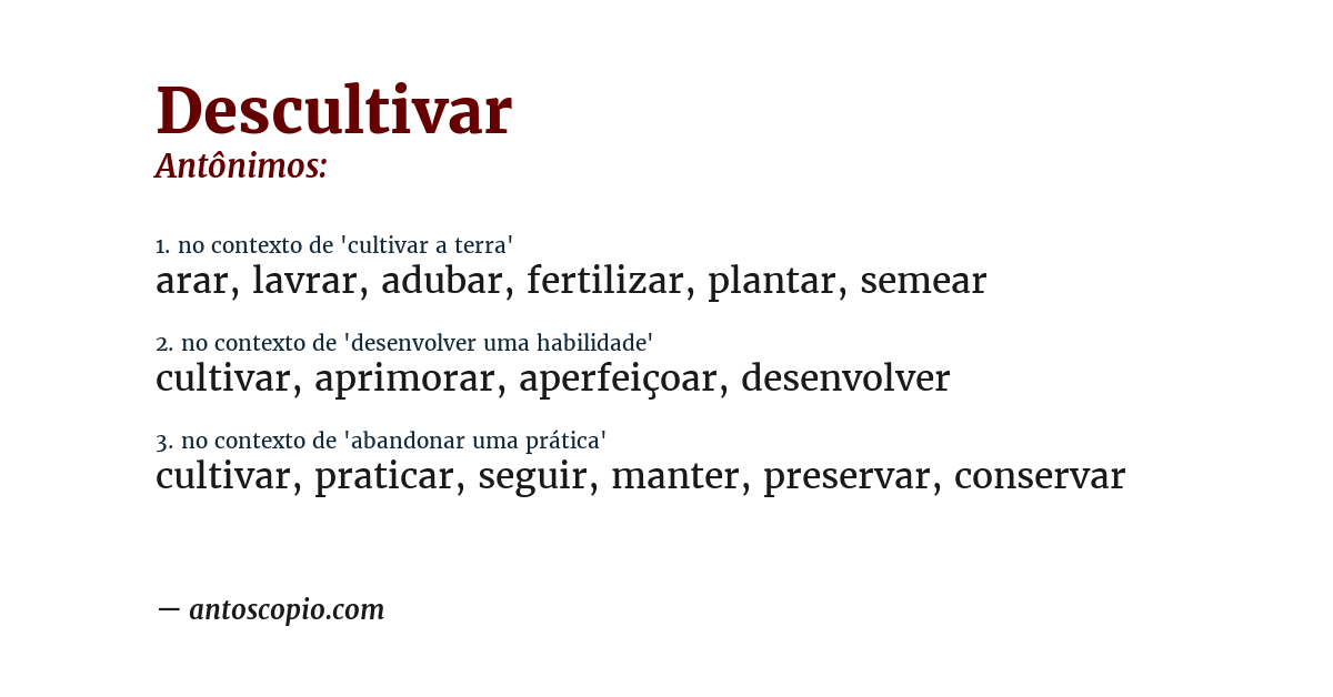 Antônimo de descultivar