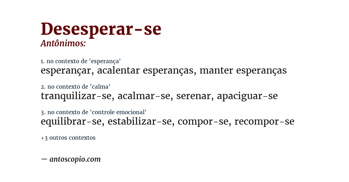 Antônimo de desesperar-se