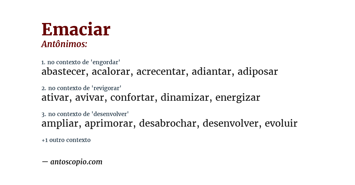 Antônimo de emaciar