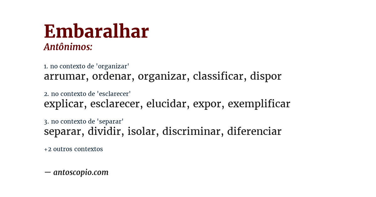 Antônimo de embaralhar