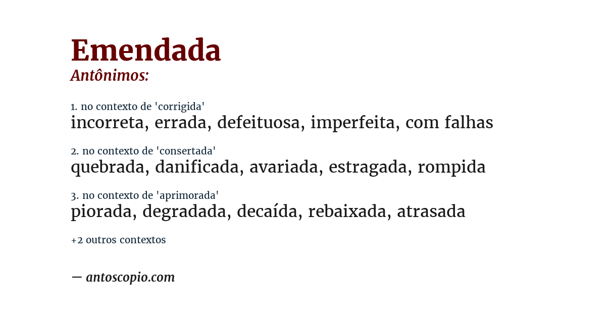 Antônimo de emendada