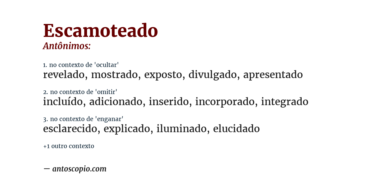 Antônimo de escamoteado