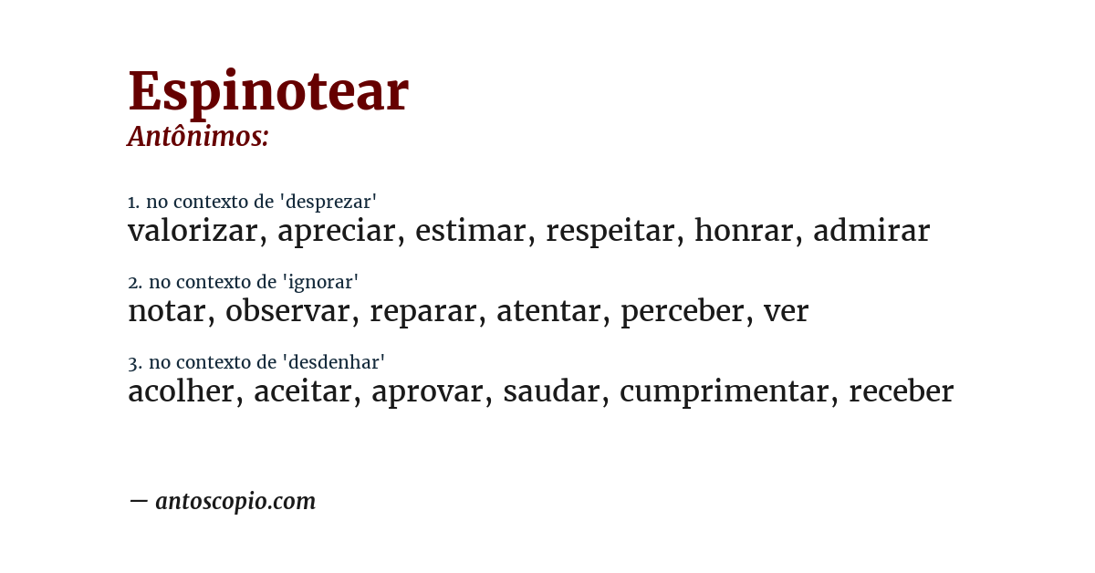 Antônimo de espinotear