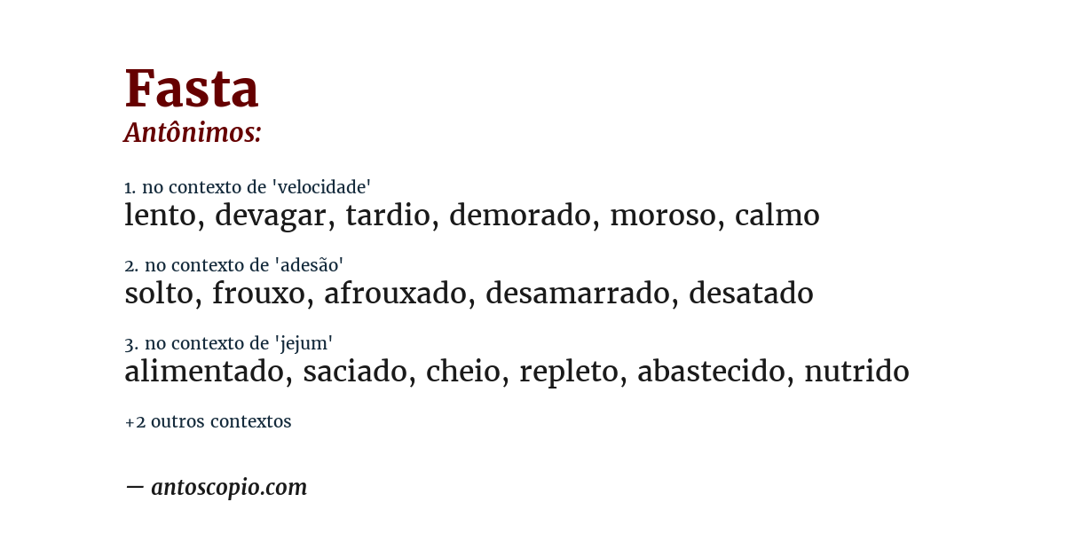 Antônimo de fasta