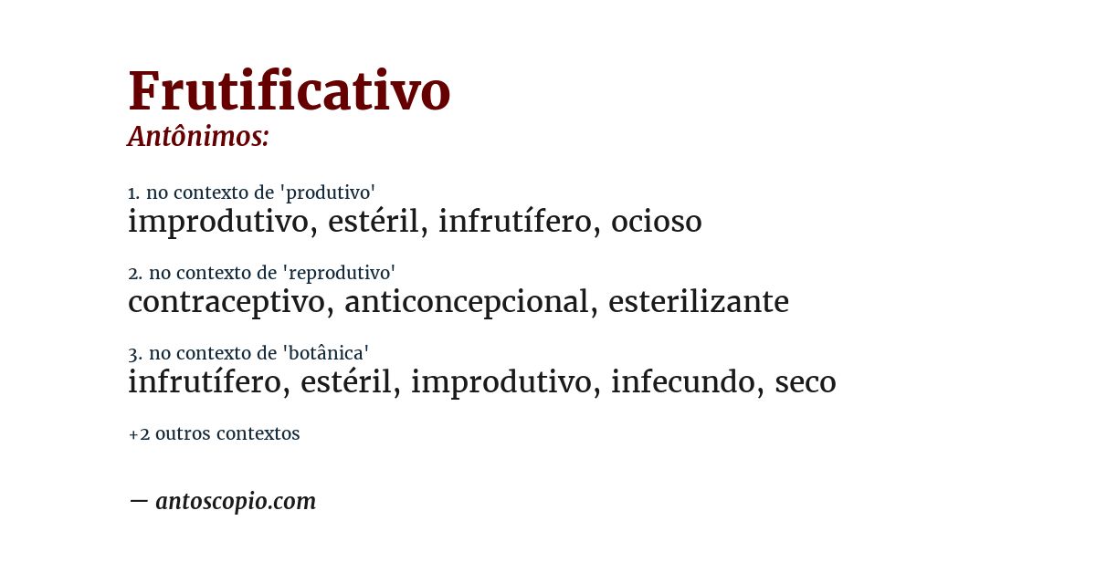 Antônimo de frutificativo