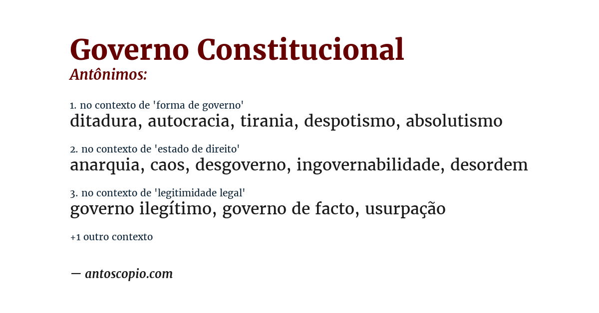 Antônimo de governo constitucional