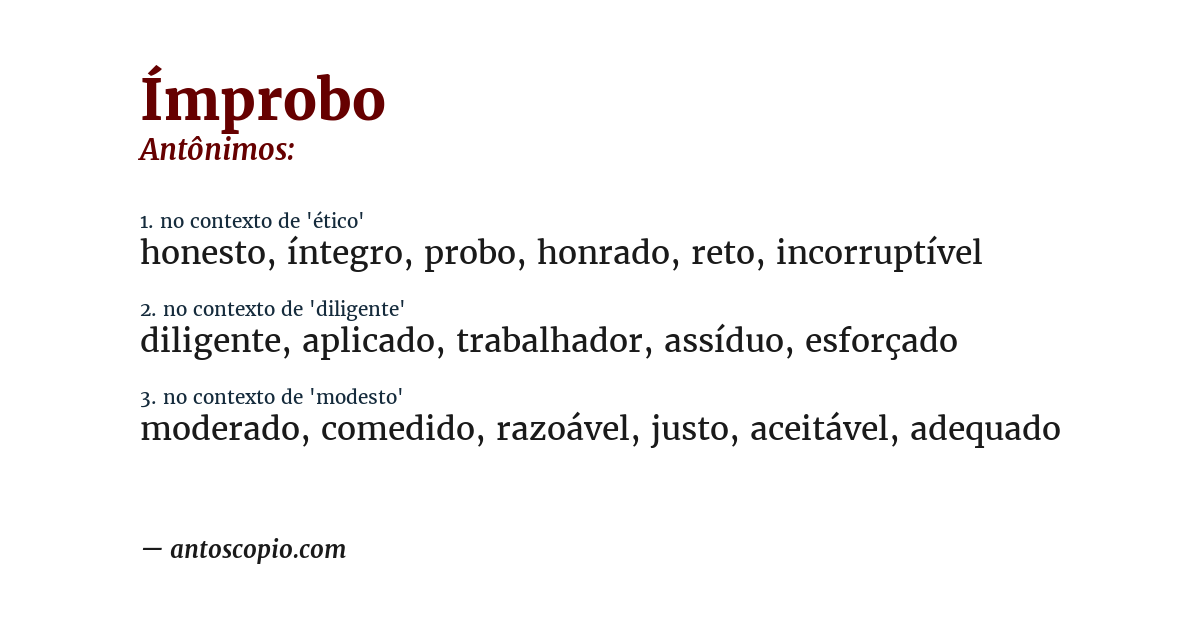 Antônimo de ímprobo