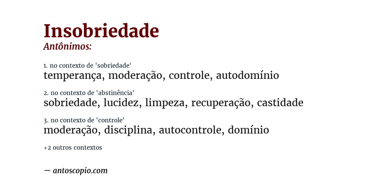 Antônimo de insobriedade