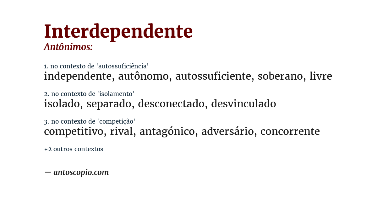 Antônimo de interdependente