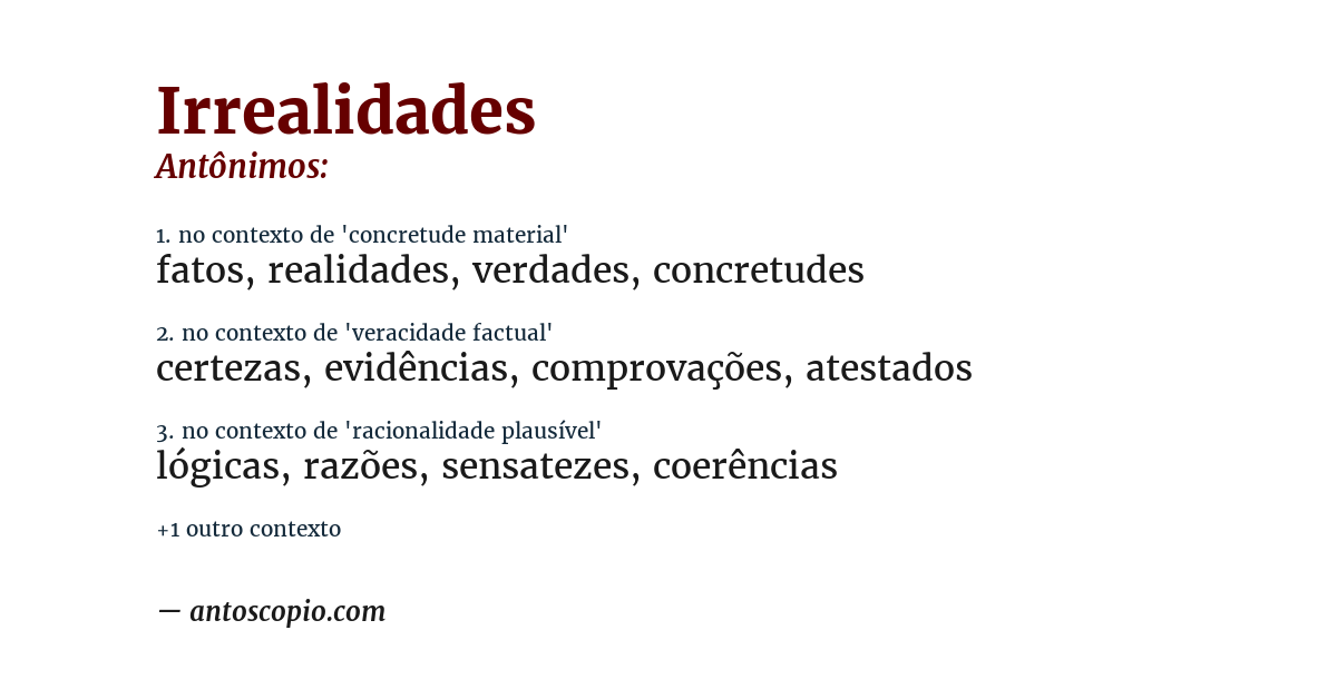 Antônimo de irrealidades