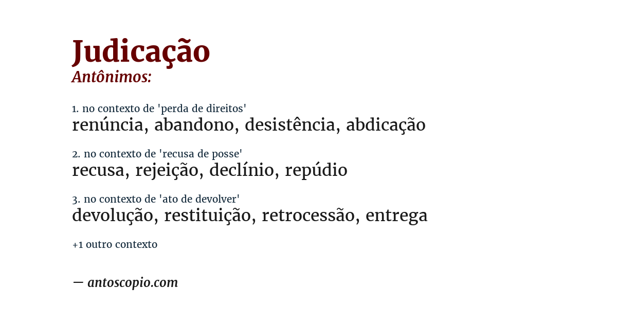 Antônimo de judicação
