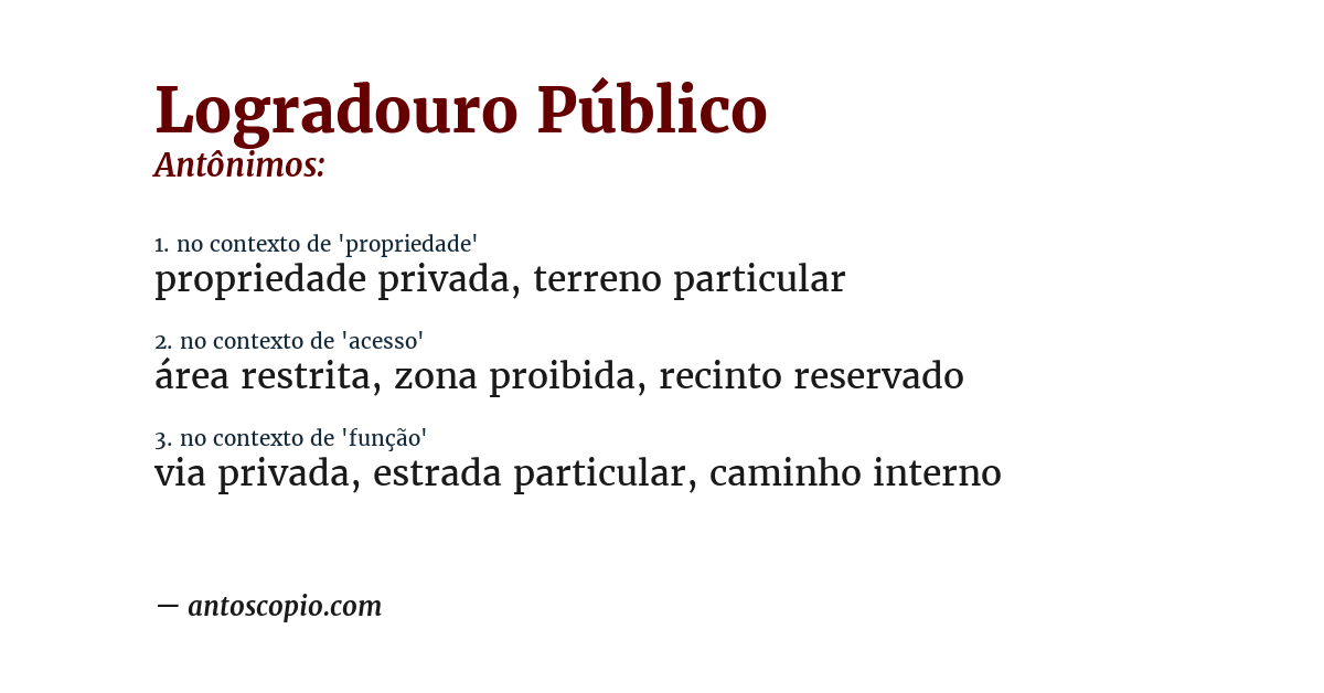 Antônimo de logradouro público