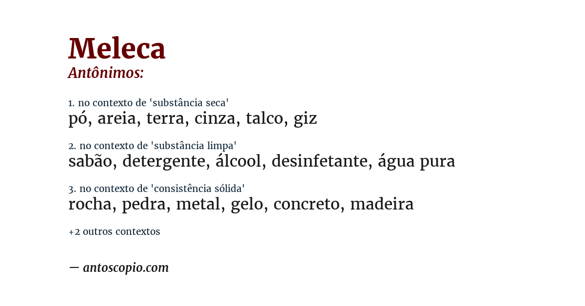 Antônimo de meleca