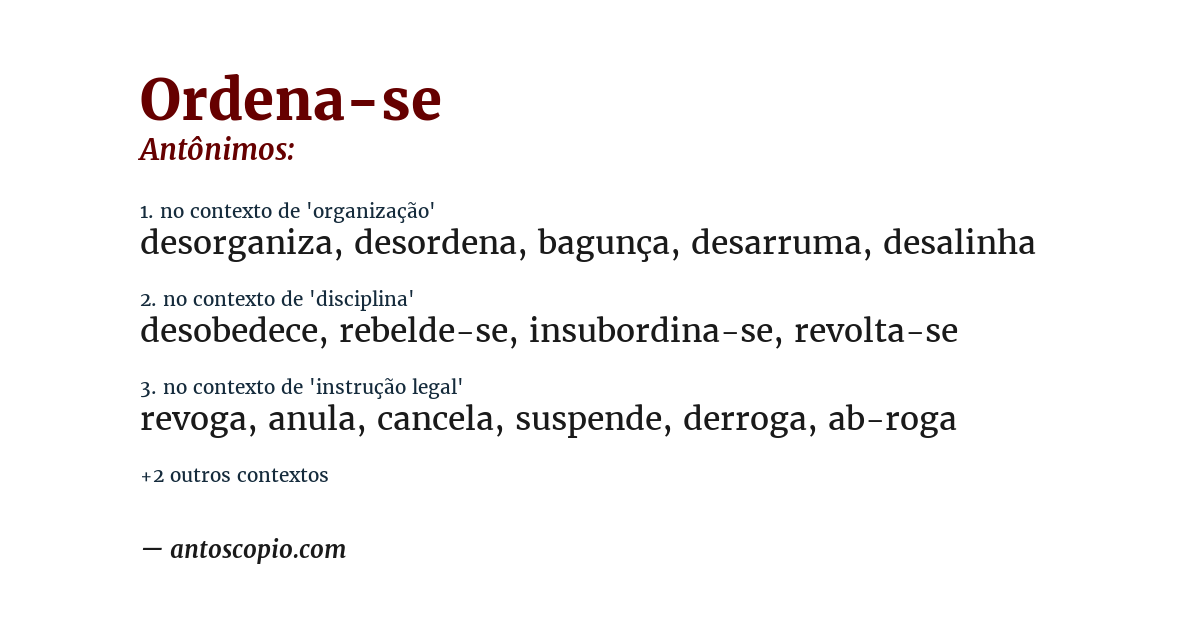 Antônimo de ordena-se