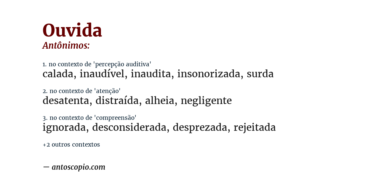Antônimo de ouvida