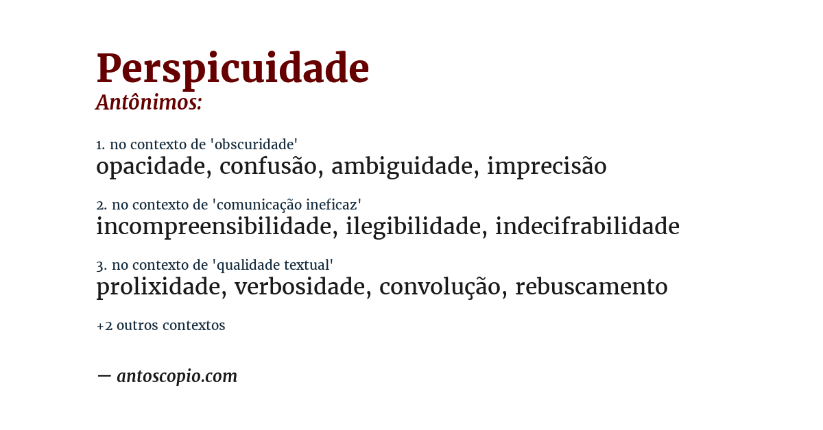 Antônimo de perspicuidade