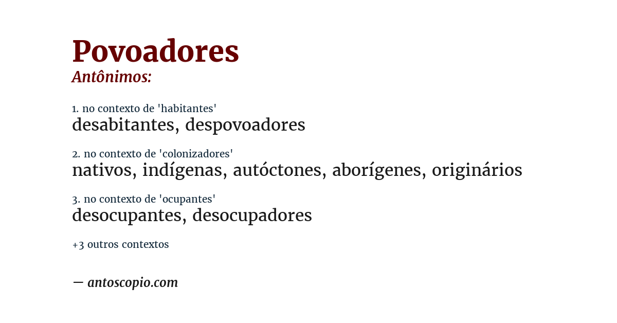 Antônimo de povoadores