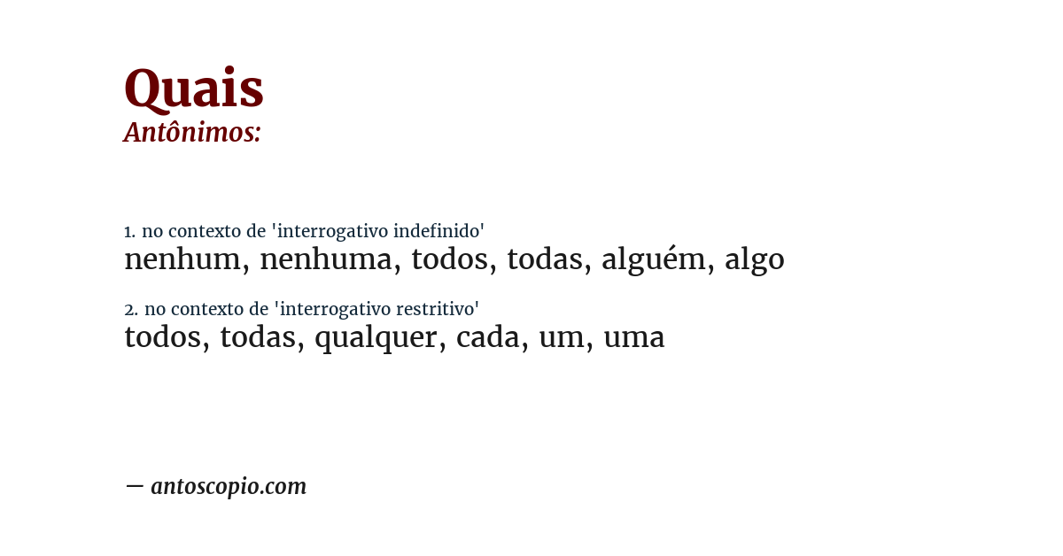 Antônimo de quais