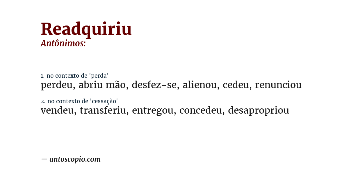 Antônimo de readquiriu