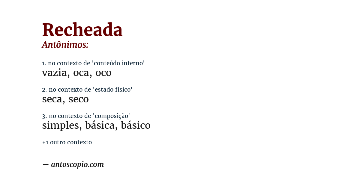 Antônimo de recheada