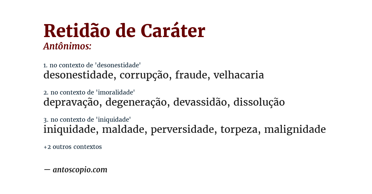 Antônimo de retidão de caráter